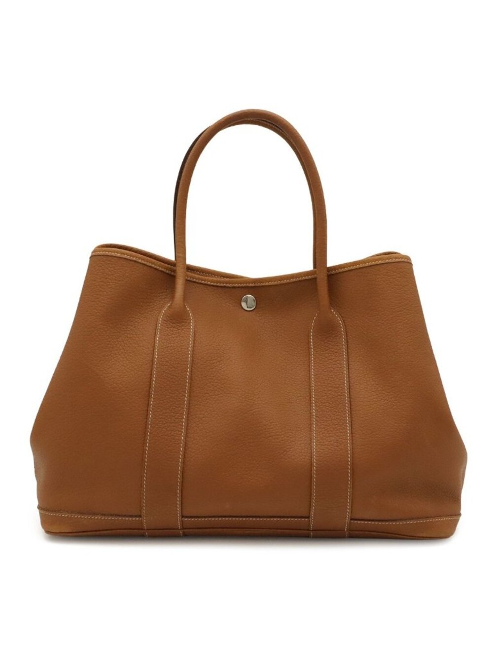 Hermes Garden Party PM Tote Bag Negonda Leather Brown Silver